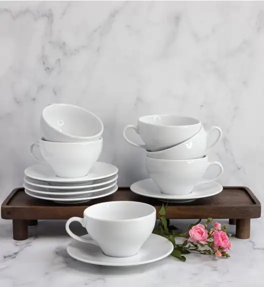 LUBIANA PAULA Komplet Filiżanka 300 ml + spodek 17 cm / 6 os / 12 el / porcelana