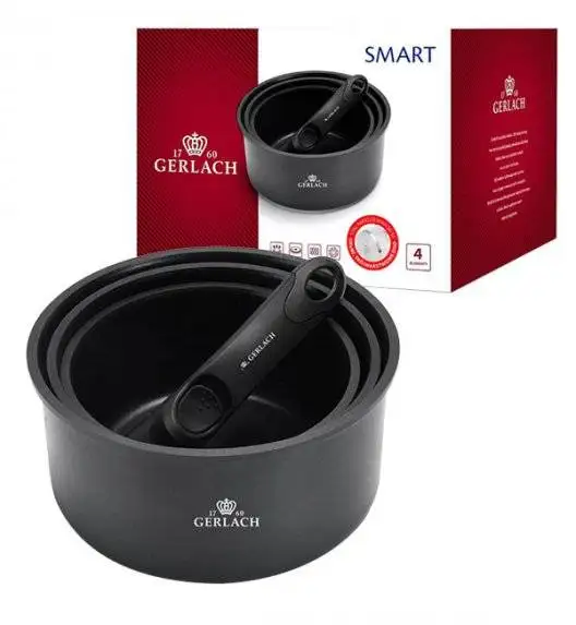 GERLACH SMART 994 Komplet 3 garnków 16/18/20 cm + odpinana rączka / indukcja