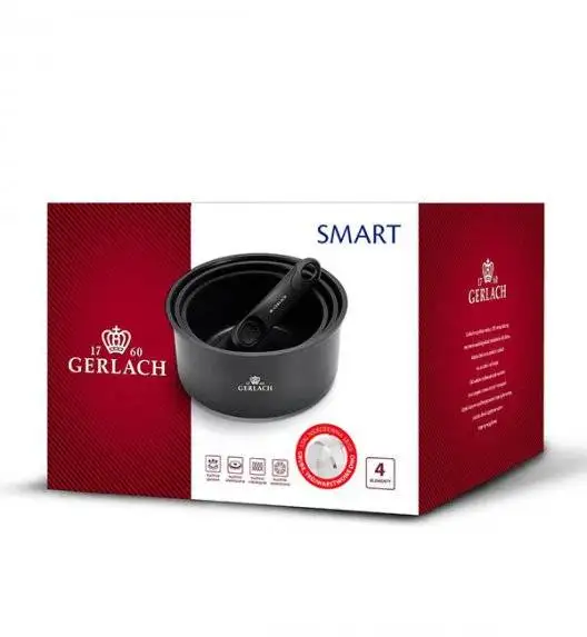 GERLACH SMART 994 Komplet 3 garnków 16/18/20 cm + odpinana rączka / indukcja
