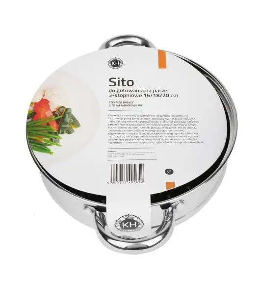 KonigHOFFER Trzystopniowe sitko do gotowania na parze 16/18/20 cm / stal nierdzewna