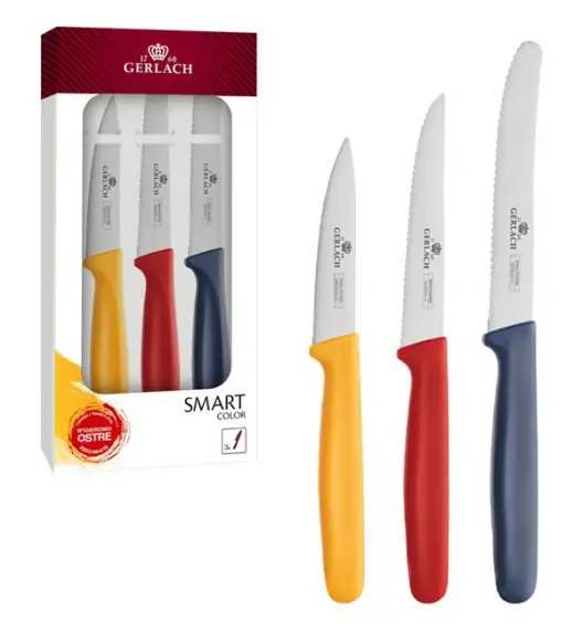 GERLACH SMART COLOR Komplet 3 noży w pudełku / antypoślizgowa rękojeść