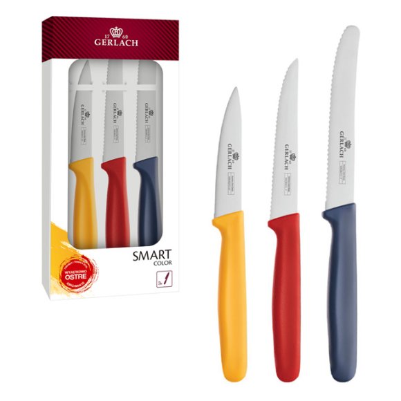 GERLACH SMART COLOR Komplet 3 noży w pudełku / antypoślizgowa rękojeść