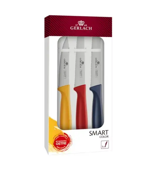 GERLACH SMART COLOR Komplet 3 noży w pudełku / antypoślizgowa rękojeść