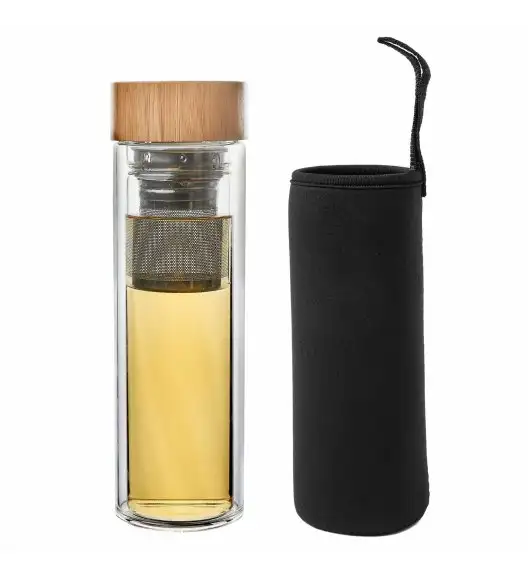 TADAR FIESTA Butelka termiczna 400 ml z pokrowcem / szkło