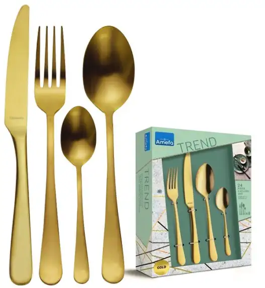AMEFA AUSTIN VINTAGE Sztućce UE 24 el pudełko / 6 os RETRO STYL / złote / wieczysta gwarancja