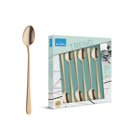 AMEFA AUSTIN VINTAGE Sztućce UE Komplet łyżeczki do kawy latte 6 el w pudełku / RETRO STYL / złote / wieczysta gwarancja
