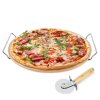 KONIGHOFFER Kamień do pieczenia pizzy 33 cm ze stojakiem + nóż do pizzy / kamień + stal nierdzewna
