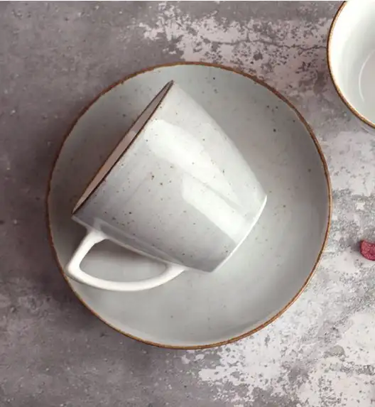 LUBIANA BOSS 6630Z Komplet Filiżanka 350 ml + spodek / 6 os / 12 el / szary / porcelana ręcznie malowana