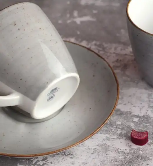 LUBIANA BOSS 6630Z Komplet Filiżanka 350 ml + spodek / 6 os / 12 el / szary / porcelana ręcznie malowana