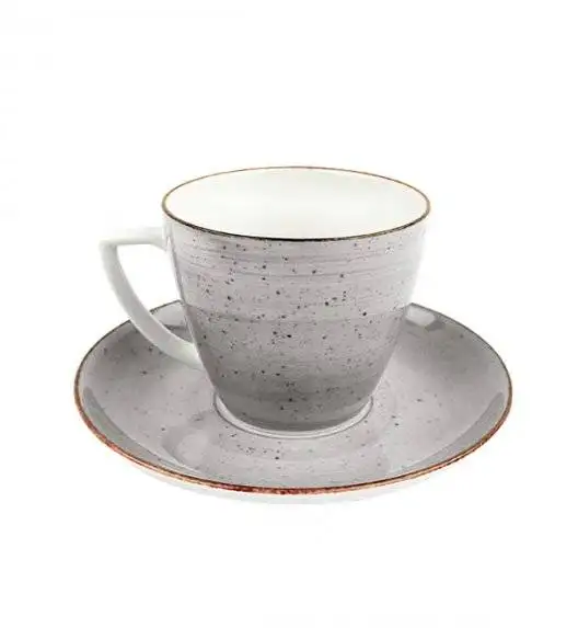 LUBIANA BOSS 6630Z Komplet Filiżanka 350 ml + spodek / 12 os / 24 el / szary / porcelana ręcznie malowana