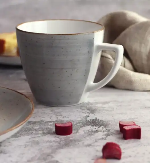 LUBIANA BOSS 6630Z Komplet Filiżanka 350 ml + spodek / 12 os / 24 el / szary / porcelana ręcznie malowana