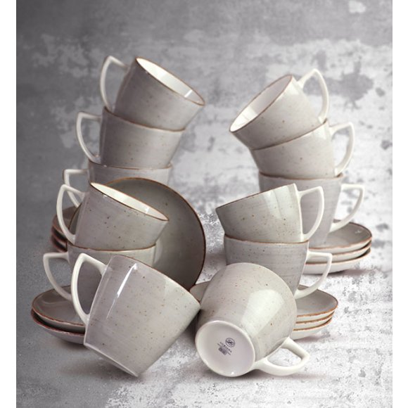 LUBIANA BOSS 6630Z Komplet Filiżanka 350 ml + spodek / 12 os / 24 el / szary / porcelana ręcznie malowana