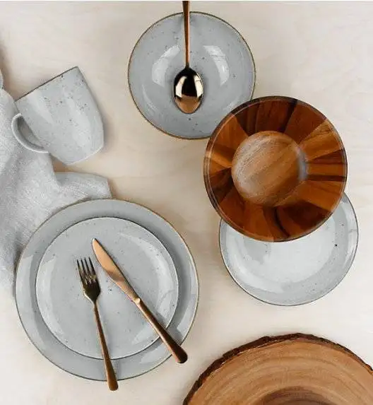 LUBIANA BOSS 6630Z Serwis obiadowy 96 el / 24 osoby / szary / porcelana ręcznie malowana