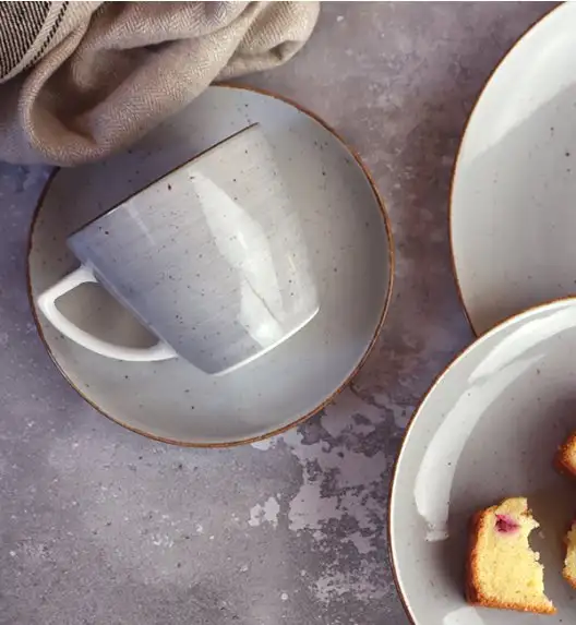 LUBIANA BOSS 6630Z Serwis obiadowo - kawowy 90 el / 18 osób / szary / porcelana ręcznie malowana