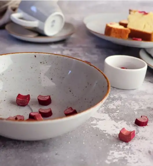 LUBIANA BOSS 6630Z Serwis obiadowo - kawowy 90 el / 18 osób / szary / porcelana ręcznie malowana