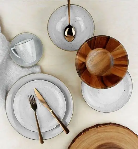 LUBIANA BOSS 6630Z Serwis obiadowo - kawowy 120 el / 24 osoby / szary / porcelana ręcznie malowana