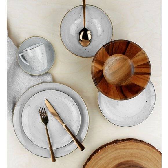 LUBIANA BOSS 6630Z Serwis obiadowo - kawowy 120 el / 24 osoby / szary / porcelana ręcznie malowana