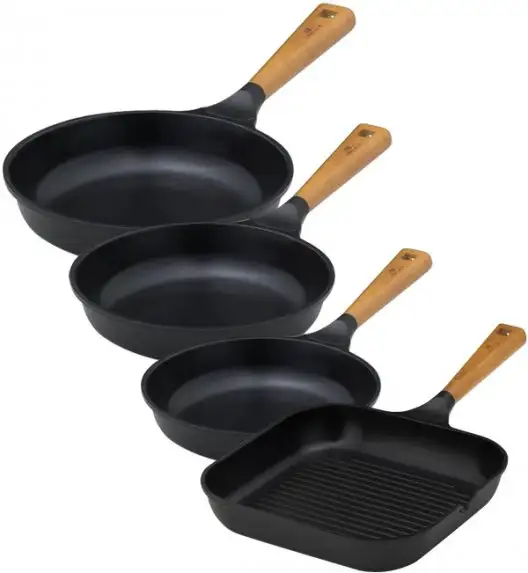 GERLACH NATUR Komplet patelni z powłoką ceramiczną ILAG® Non-Stick / 20, 24, 28 cm, Grillowa 24 cm