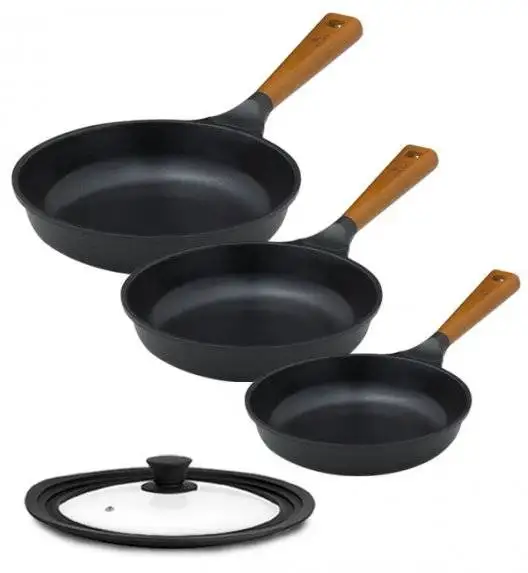 GERLACH NATUR Komplet patelni 20, 24, 28 cm z powłoką ceramiczną ILAG® Non-Stick + pokrywka