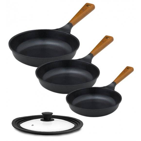GERLACH NATUR Komplet patelni 20, 24, 28 cm z powłoką ceramiczną ILAG® Non-Stick + pokrywka