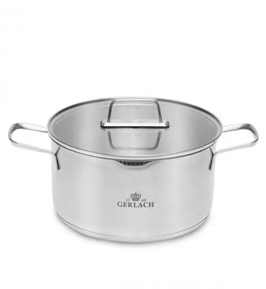 GERLACH AMBIENTE Komplet Garnki z pokrywkami 10 el + Patelnie Granitex 20, 28 cm / stal nierdzewna / indukcja