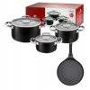 GERLACH PRIME Komplet Garnki z pokrywkami 6 el / stal nierdzewna + Patelnia naleśnikowa 26 cm 