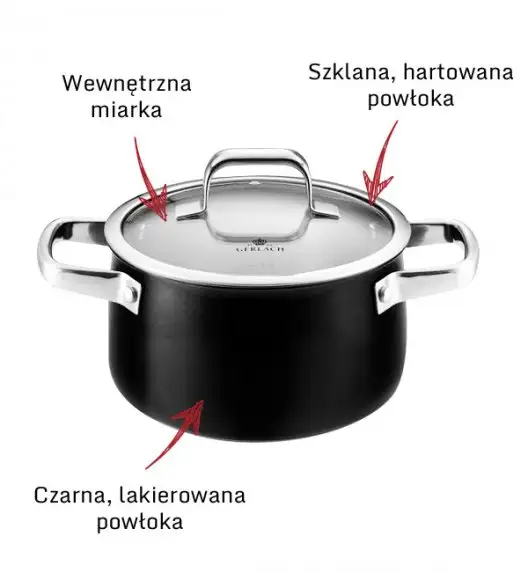 GERLACH PRIME Komplet Garnki z pokrywkami 6 el / stal nierdzewna + Patelnia naleśnikowa 26 cm + Patelnia Natur 20, 24, 28 cm 