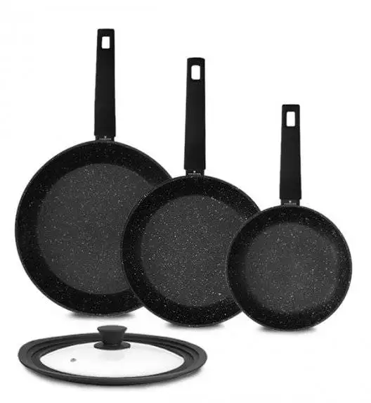 ZWIEGER FORTE Komplet Patelnia aluminiowa 24, 26, 28 cm + pokrywka silikonowa 24/26/28 cm / powłoka granitowa PFLUON / indukcja
