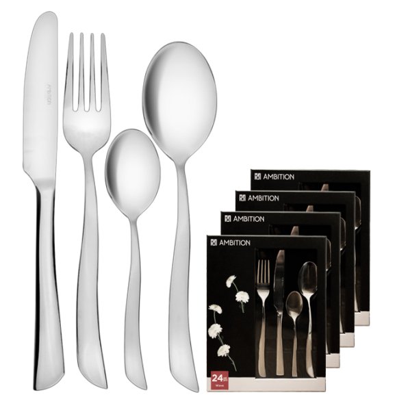 AMBITION Wave Sztućce Komplet 96 el pudełko / połysk / 24 os 