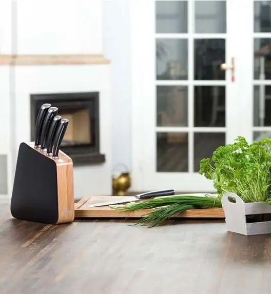 GERLACH LOFT Komplet 5 noży w bloku + Gerlach Natur Tasak do ziół z deską 