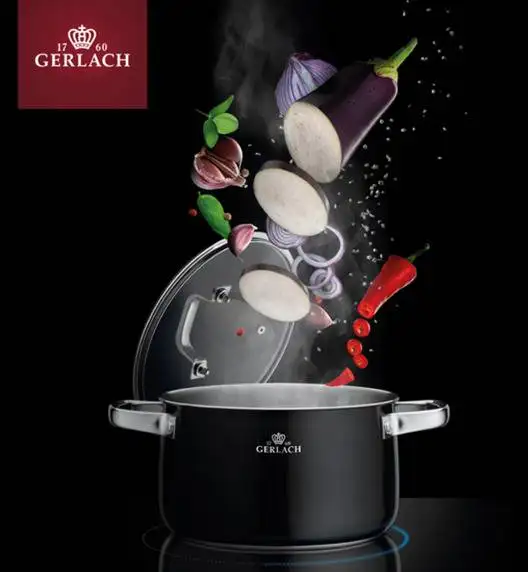GERLACH PRIME Komplet Garnki z pokrywkami 6 el + patelnie Gerlach Smart Patelnia 20 24 28 cm 