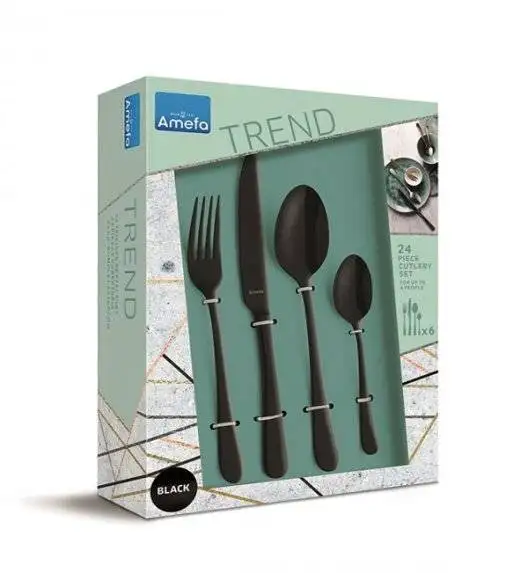 WYPRZEDAŻ! AMEFA AUSTIN VINTAGE Sztućce UE 24 el pudełko / 6 os RETRO STYL / czarne / wieczysta gwarancja