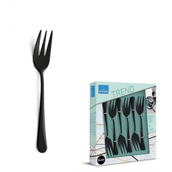 WYPRZEDAŻ! AMEFA AUSTIN VINTAGE Sztućce UE 6 x widelczyk do ciasta w pudełku RETRO STYL / czarne / wieczysta gwarancja