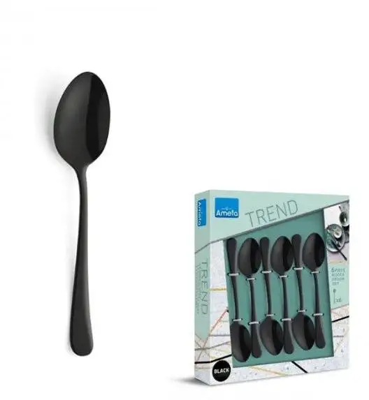 WYPRZEDAŻ! AMEFA AUSTIN VINTAGE Sztućce UE 6 x łyżeczka do kawy w pudełku RETRO STYL / czarne / wieczysta gwarancja