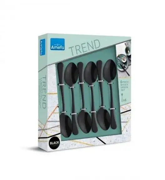 WYPRZEDAŻ! AMEFA AUSTIN VINTAGE Sztućce UE 6 x łyżeczka do kawy w pudełku RETRO STYL / czarne / wieczysta gwarancja
