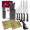 GERLACH SMART GRANIT Komplet 5 noży w bloku + ostrzałka 3w1 +komplet dwóch desek dębowych