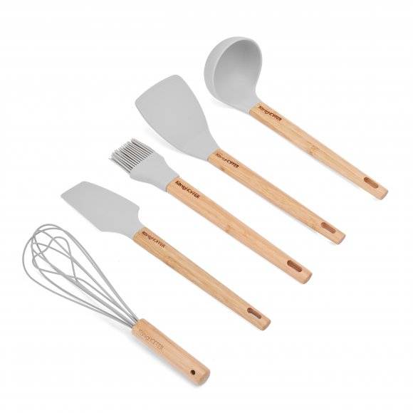 KONIGHOFFER GLER SILICO Zestaw przyborów kuchennych 5 el z bambusową rączką