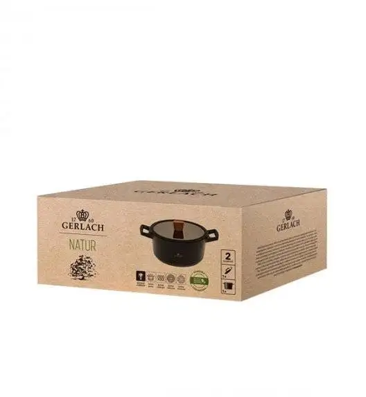 GERLACH NATUR Komplet garnków 24, 28 cm / 4,5 /4,2 L + Patelnie Natur 20, 28 cm / powłoka ILAG Xera Dur 2 Ceramic  / indukcja 