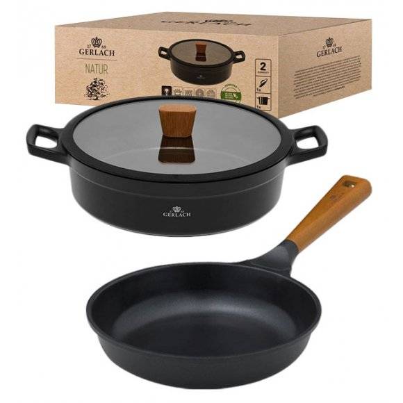 GERLACH NATUR Komplet Garnek 4,2 L z pokrywką 28 cm + Patelnia Natur 28 cm / powłoka ILAG Xera Dur 2 Ceramic  / indukcja 