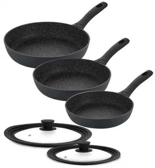 GERLACH GRANITEX Komplet patelni 20, 24, 28 cm z powłoką ceramiczną ILAG® Non-Stick + pokrywki