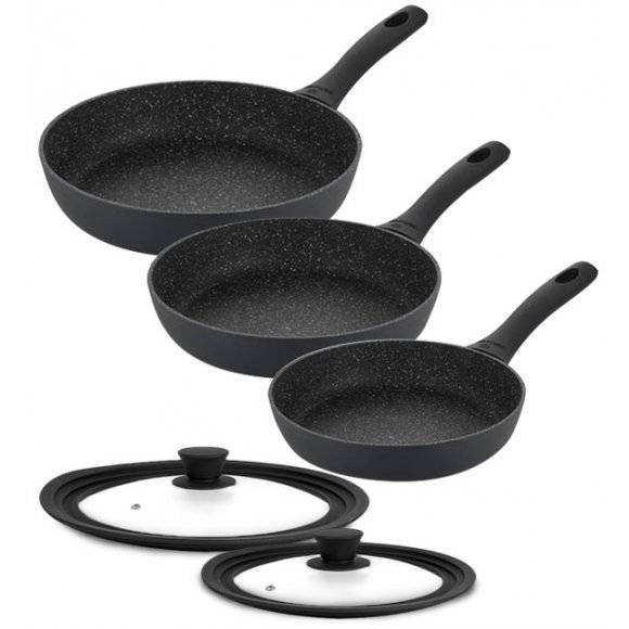 GERLACH GRANITEX Komplet patelni 20, 24, 28 cm z powłoką ceramiczną ILAG® Non-Stick + pokrywki