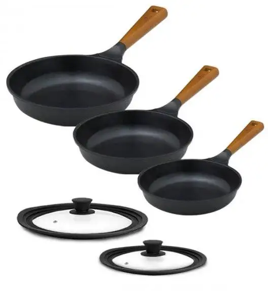 GERLACH NATUR EVO Komplet patelni 20, 24, 28 cm z powłoką ceramiczną ILAG® Non-Stick + pokrywki