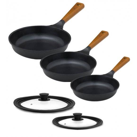 GERLACH NATUR EVO Komplet patelni 20, 24, 28 cm z powłoką ceramiczną ILAG® Non-Stick + pokrywki