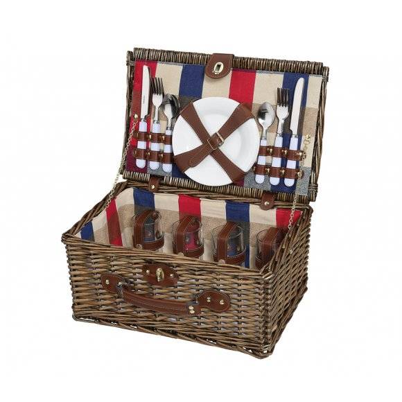 CILIO LENNO Kosz piknikowy dla 4 osób z wyposażeniem / wiklina