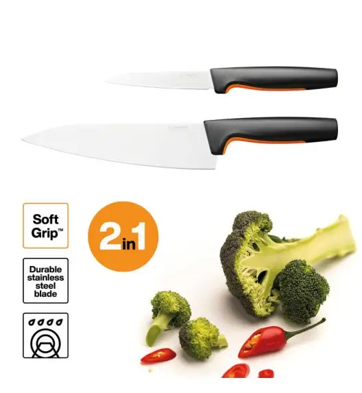 FISKARS FUNCTIONAL FORM 1057557 Komplet 2 noży Szefa kuchni FAVOURITE SET w pudełku / stal nierdzewna