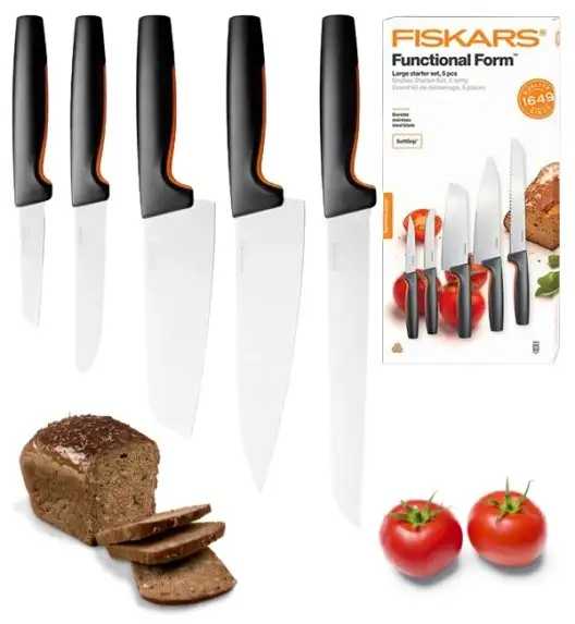 FISKARS FUNCTIONAL FORM 1057558 Komplet 5 noży kuchennych STARTER SET w pudełku / stal nierdzewna