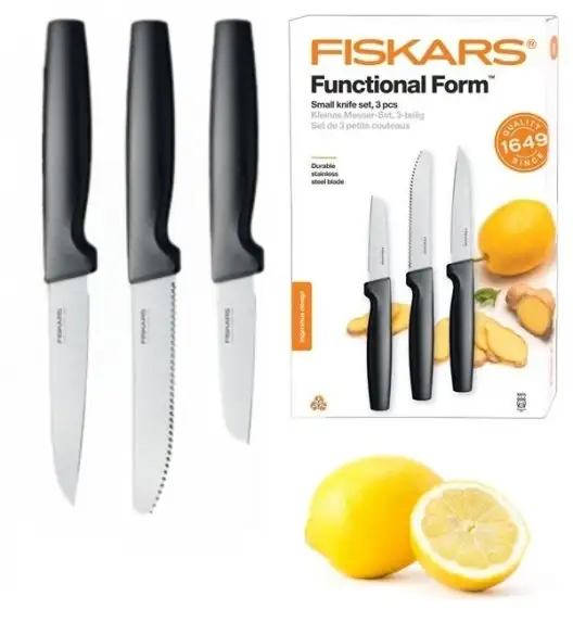 FISKARS FUNCTIONAL FORM 1057561 Komplet 3 małych noży kuchennych w pudełku / stal nierdzewna