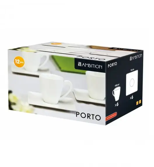 AMBITION PORTO Serwis kawowy 24 elementy dla 12 osób / Porcelana