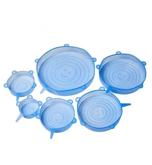 TADAR SILICO Zestaw 6 silikonowych pokrywek / niebieskie