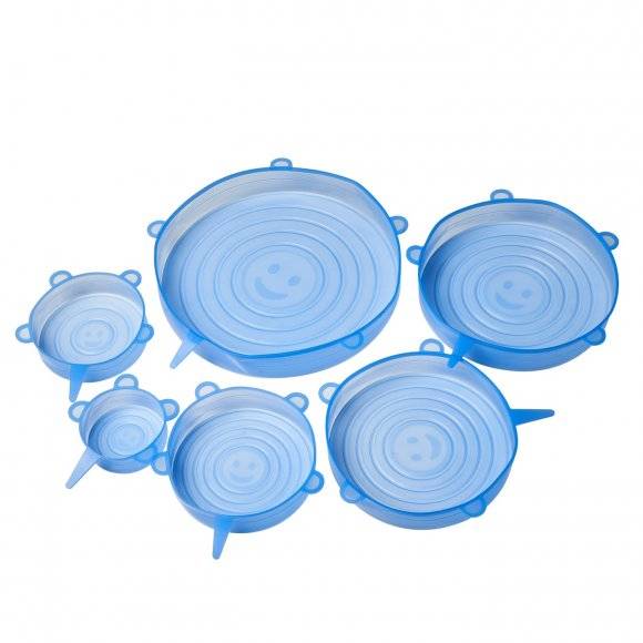 TADAR SILICO Zestaw 6 silikonowych pokrywek / niebieskie